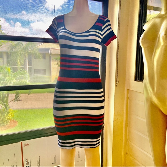 Bodycon Dress Sexy Slim Color Stripe Print - Picture 6 of 10